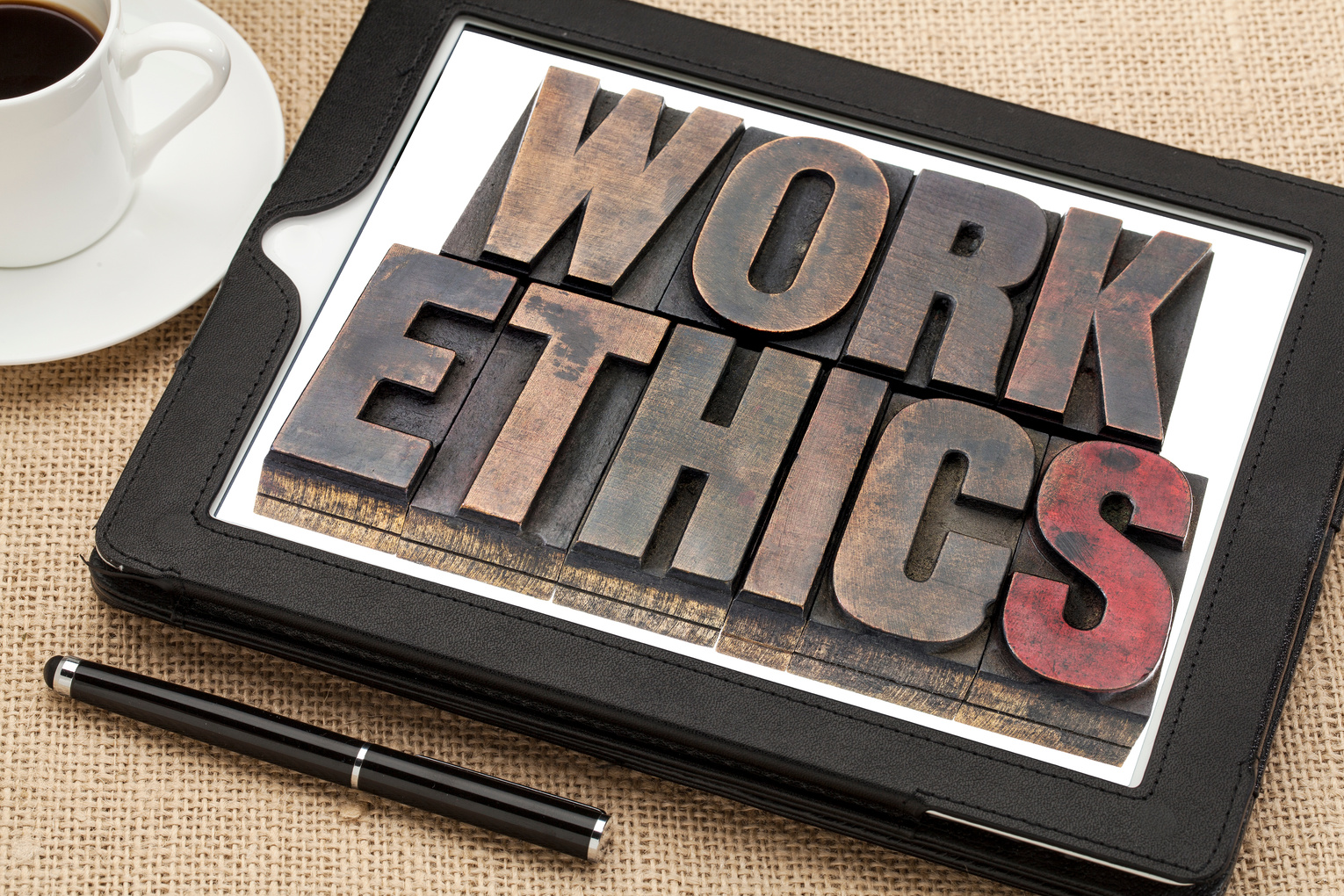 work ethics on digital tablet